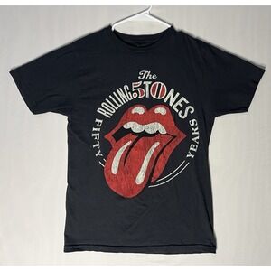Rolling Stones 50 Years Graphic T Shirt Men's Size Medium Lips Short Sleeve Rock